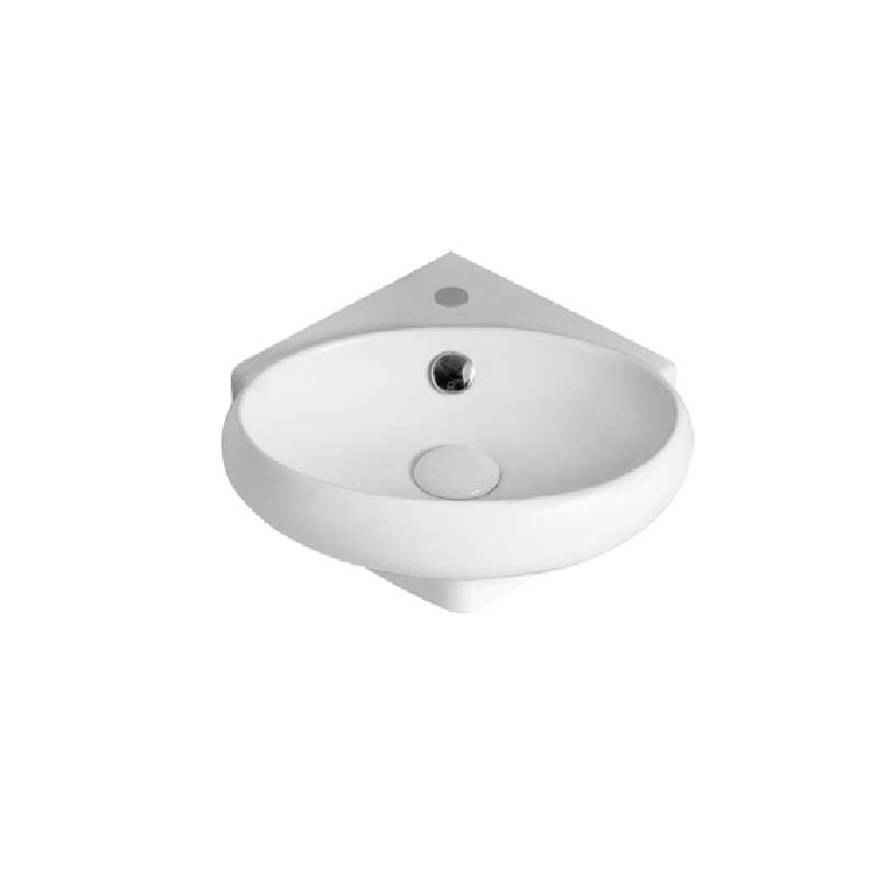 Lavabo ceramica bianca con installazione sospesa ad angolo 38x36 H.13 cm