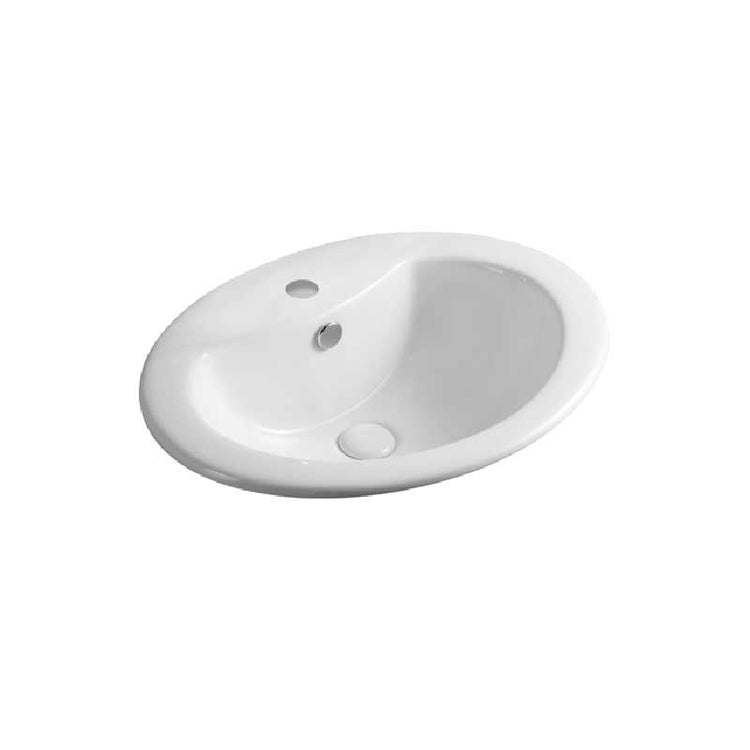 Lavabo incasso ceramica bianca con foro per monocomando 56 x 46 cm