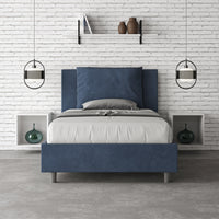 Letto Singolo 100x190 cm con Rete e Contenitore Antea Blu