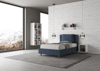 Letto Singolo 100x190 cm con Rete e Contenitore Antea Blu