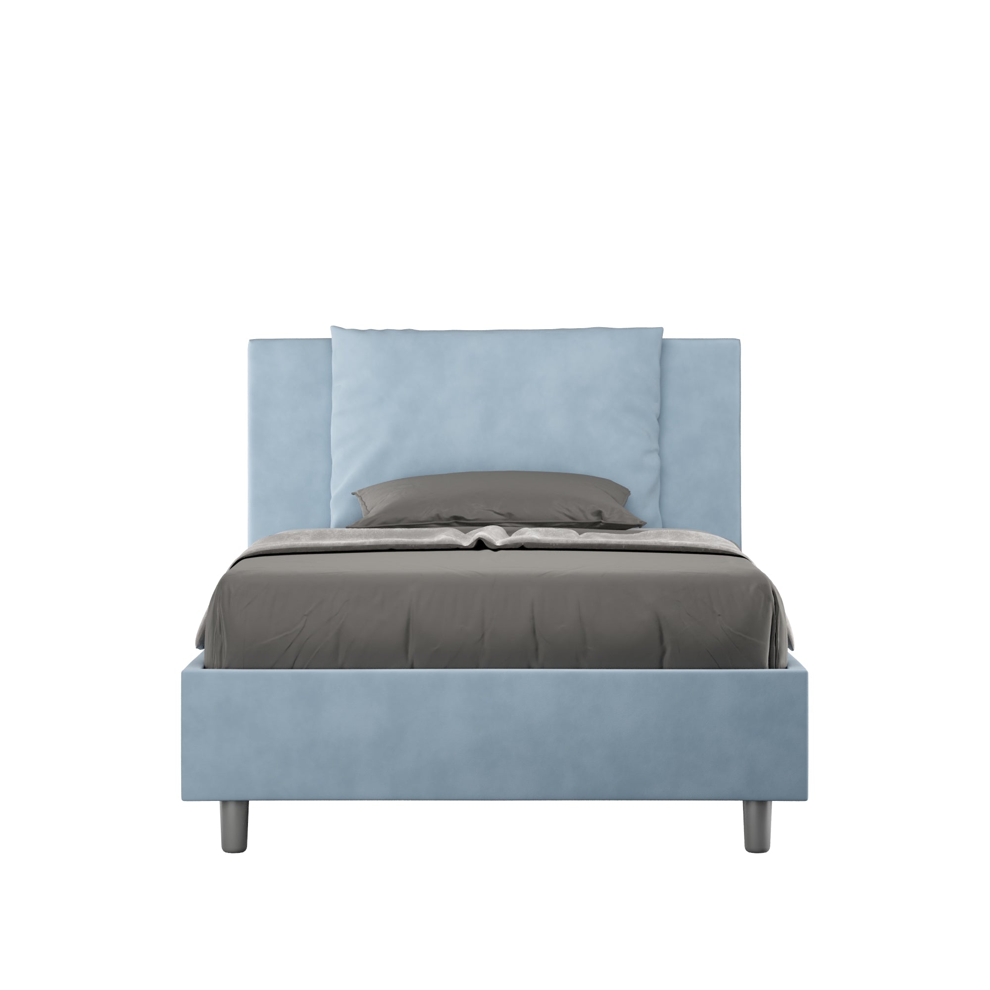 Letto Singolo 100x190 cm con Rete e Contenitore Antea Azzurro