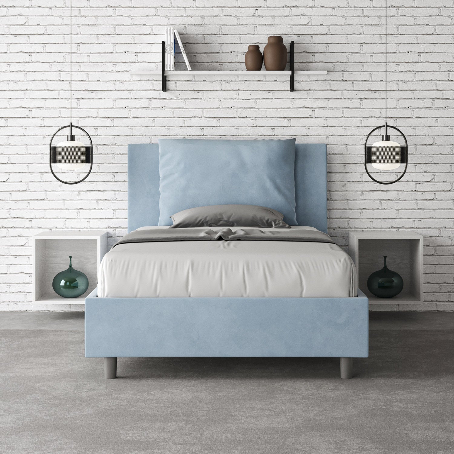 Letto Singolo 100x200 cm Senza Rete Antea Azzurro