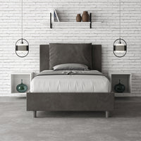 Letto Singolo 100x210 cm con Rete e Contenitore Antea Grigio