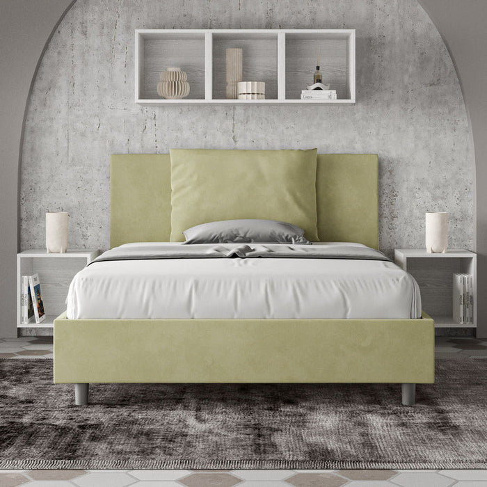 Letto 1 Piazza e Mezzo 130x190 cm con Rete e Contenitore Antea Tè Verde