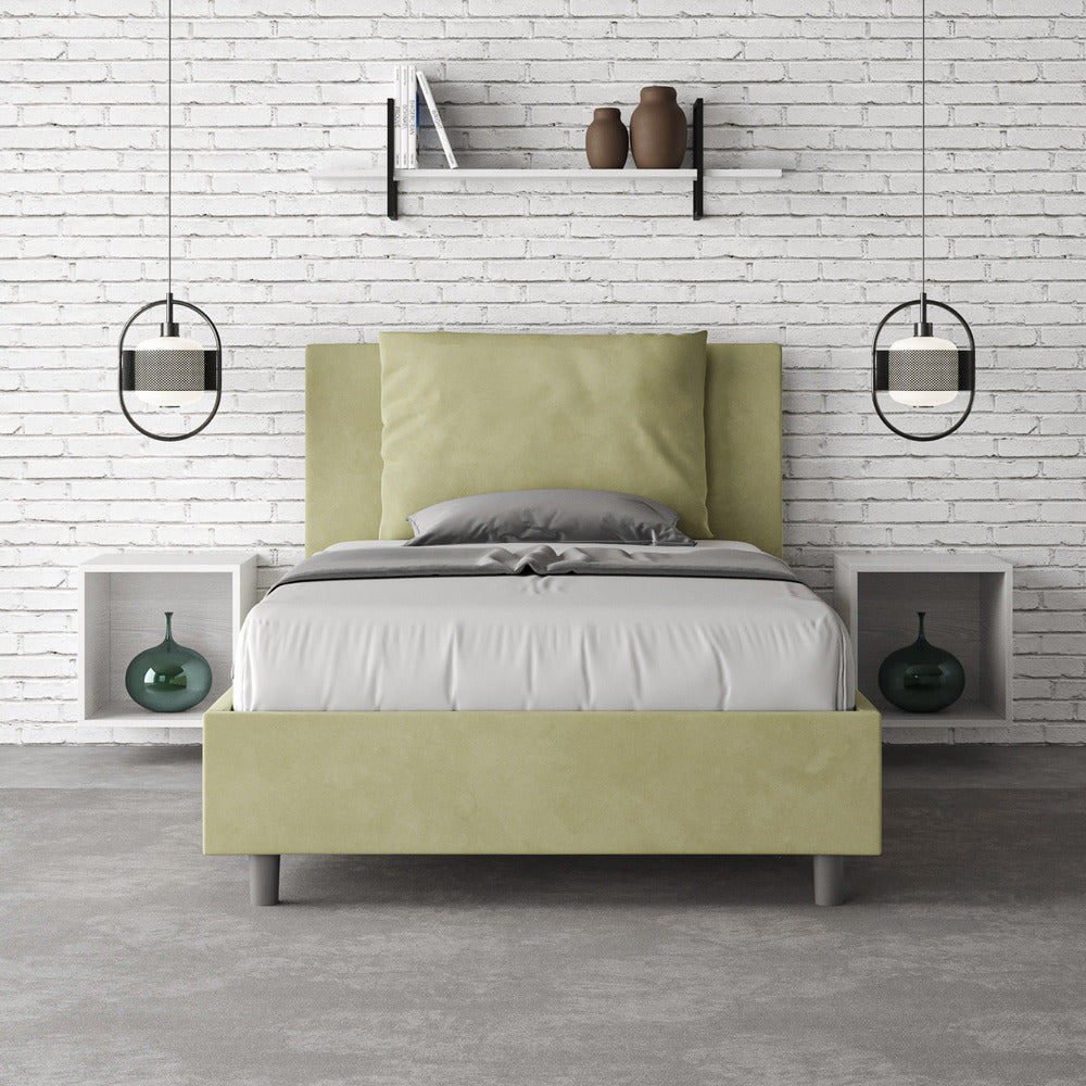 Letto 1 Piazza e Mezzo 130x190 cm con Rete e Contenitore Antea Tè Verde