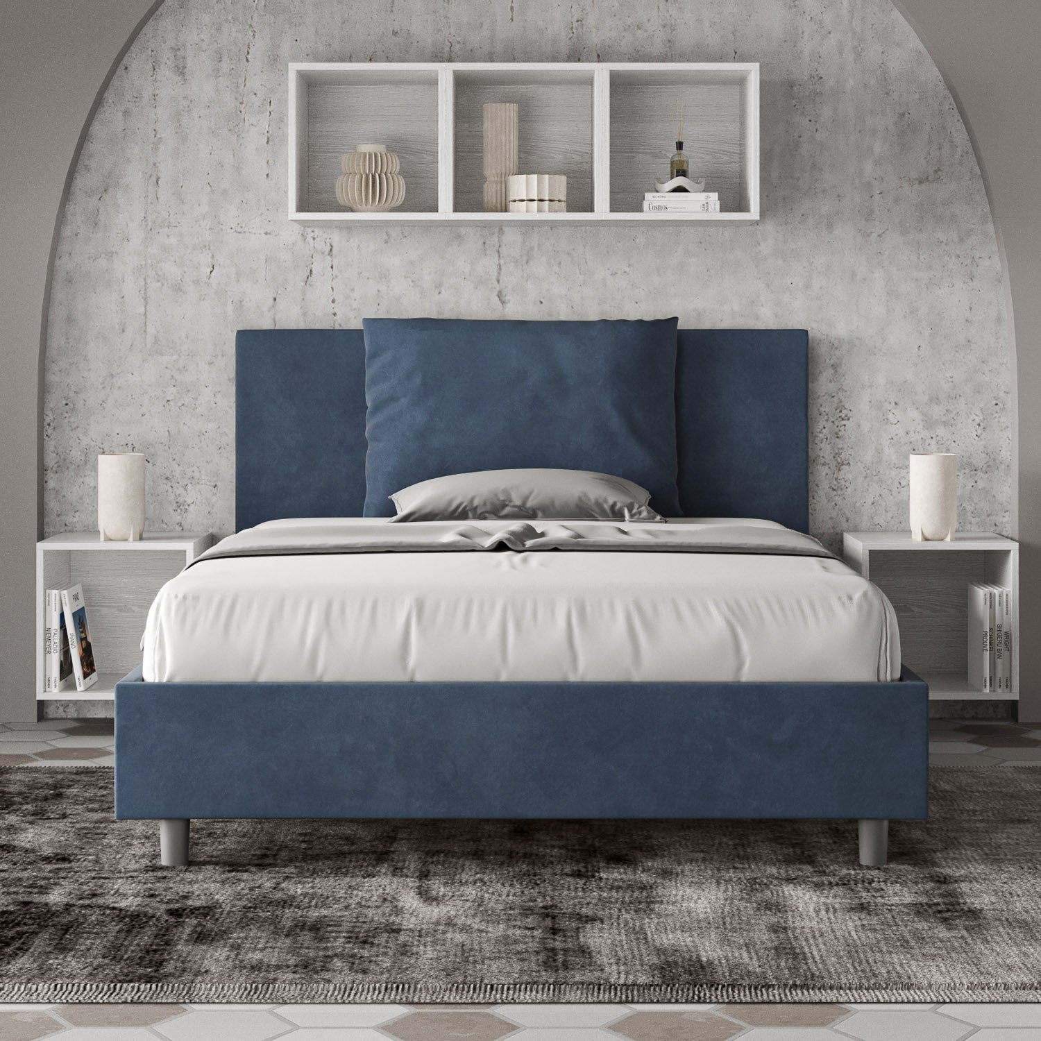 Letto 1 Piazza e Mezzo 130x190 cm con Rete Antea Blu