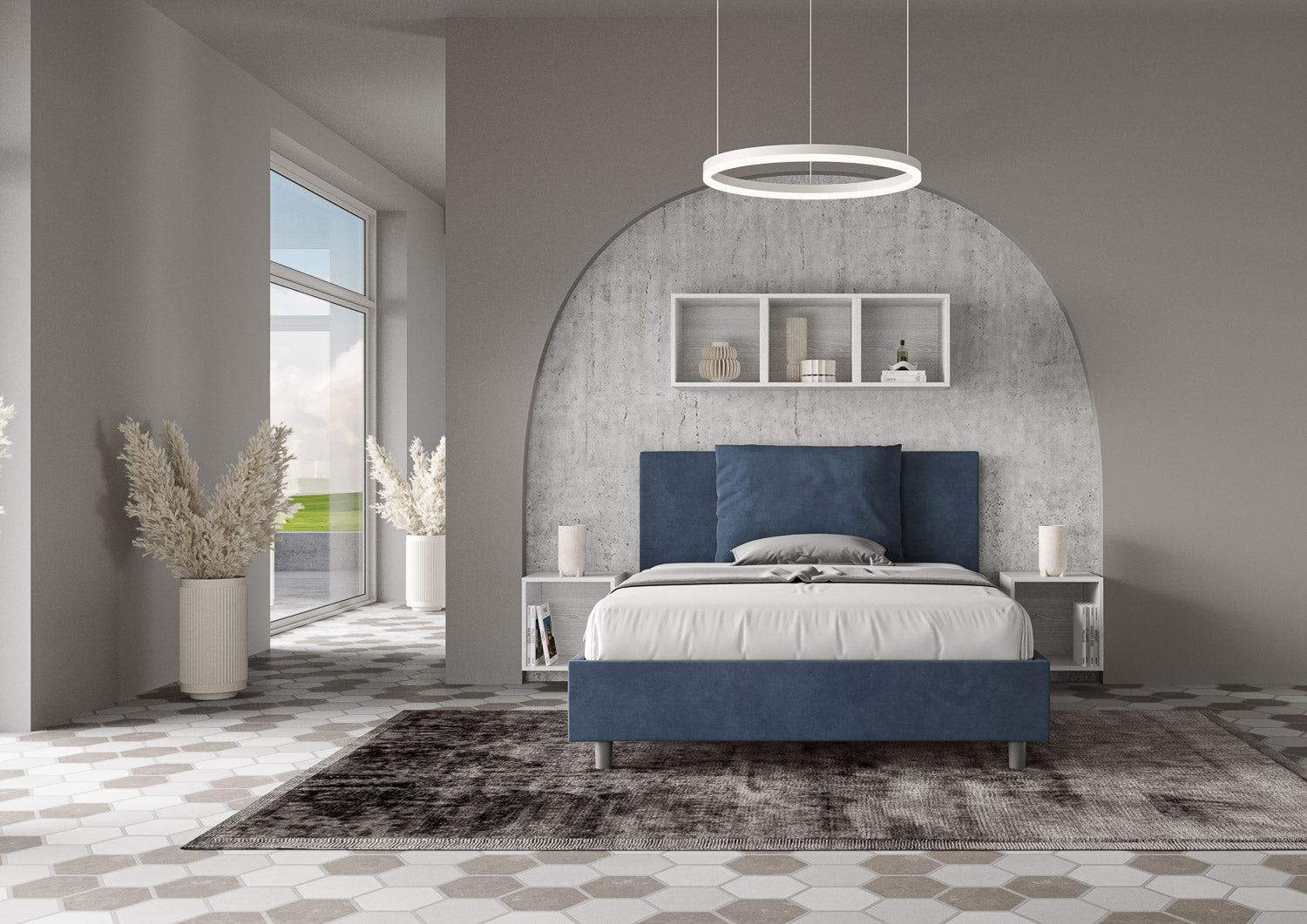 Letto 1 Piazza e Mezzo 130x190 cm con Rete Antea Blu