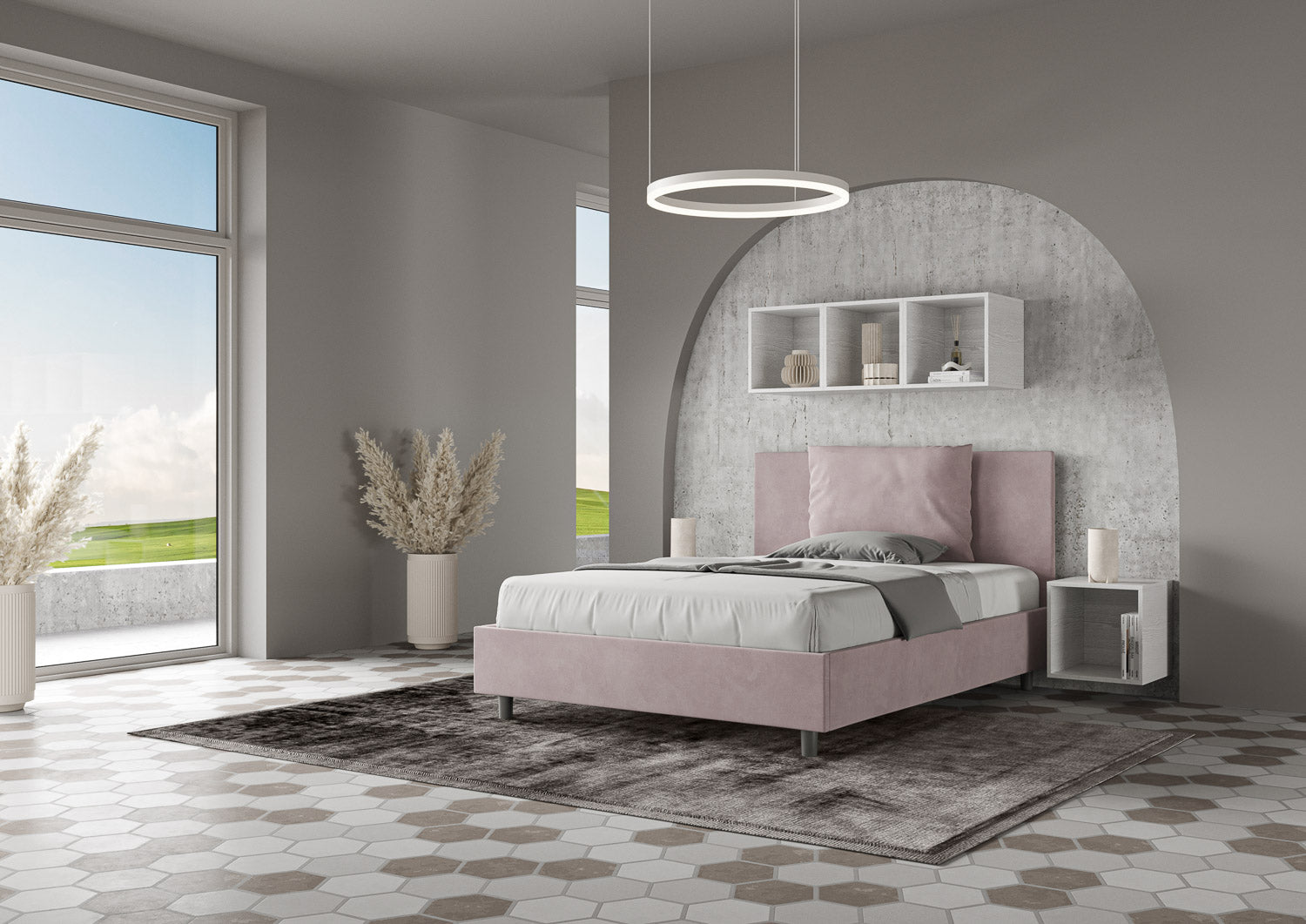 Letto 1 Piazza e Mezzo 130x200 cm con Rete e Contenitore Antea Glicine