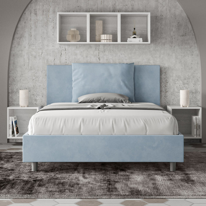 Letto 1 Piazza e Mezzo 130x200 cm con Rete Antea Azzurro