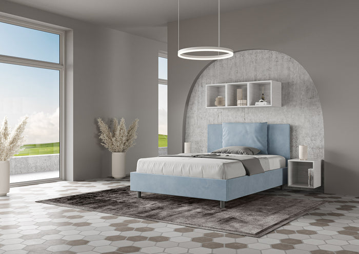 Letto 1 Piazza e Mezzo 130x210 cm con Rete e Contenitore Antea Azzurro