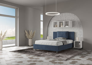 Letto Matrimoniale Francese 140x200 cm con Rete Antea Blu