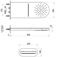 Soffione doccia a 2 getti Bossini Sidney 2 acciaio inox cromato 498x200 mm