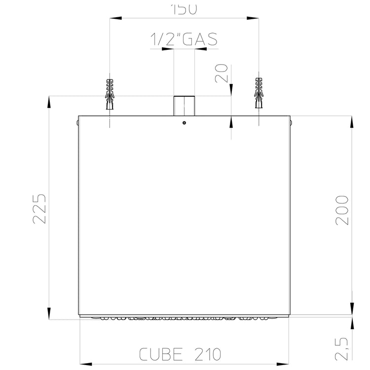 Soffione doccia a soffitto acciaio inox Bossini Cube 210x210 mm