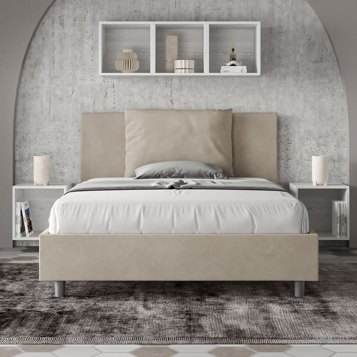 Letto Matrimoniale Francese 150x200 cm con Rete e Contenitore Antea Sabbia