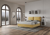 Letto Matrimoniale 160x210 cm con Rete e Contenitore Antea Ocra