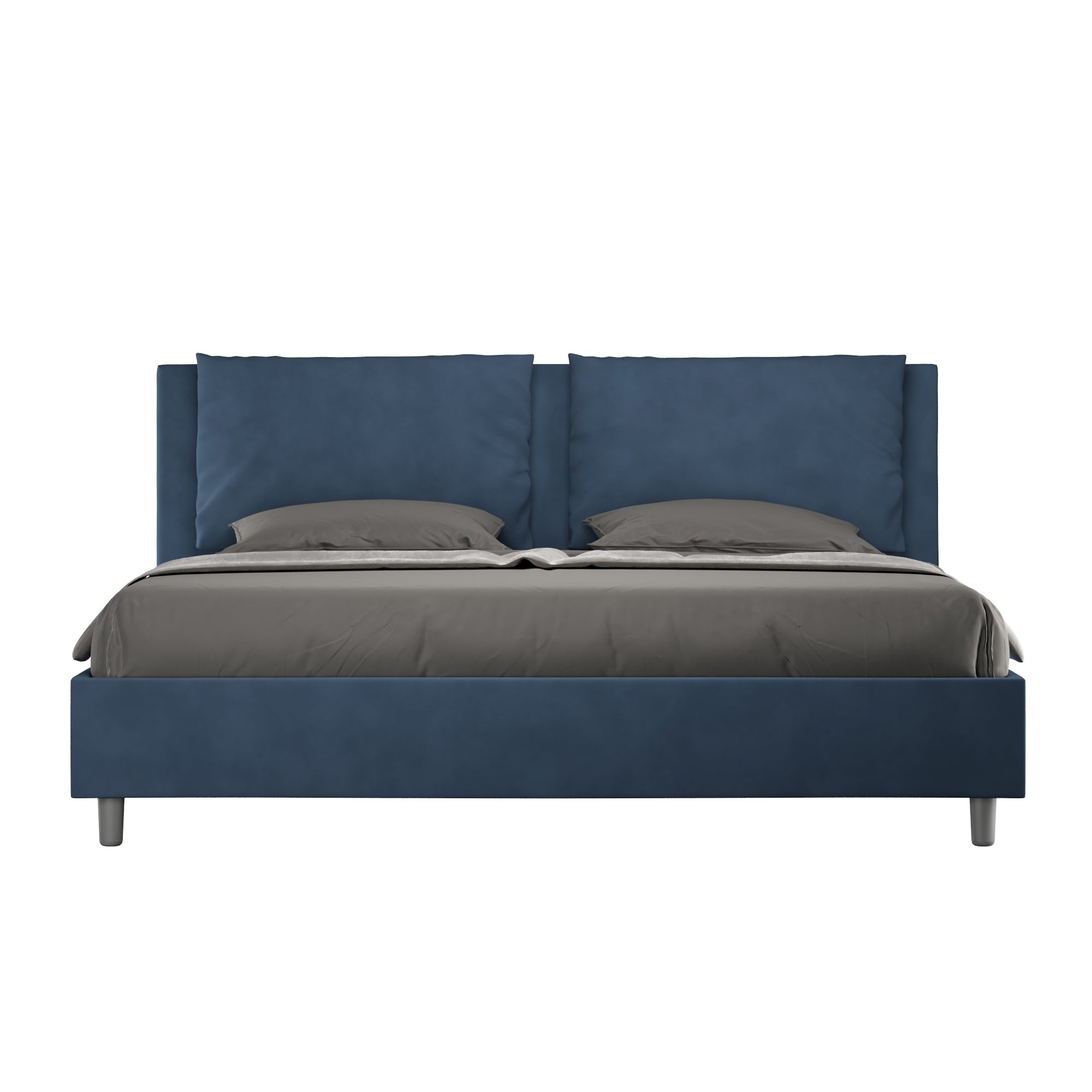 Letto Matrimoniale Extra Large 190x210 cm con Rete e Contenitore Antea Blu