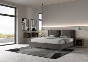 Letto Matrimoniale Extra Large 190x210 cm con Rete Antea Grigio