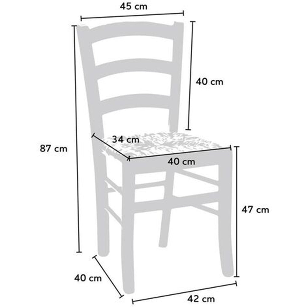 Sedia venezia in legno massiccio con seduta in paglia tinta naturale  