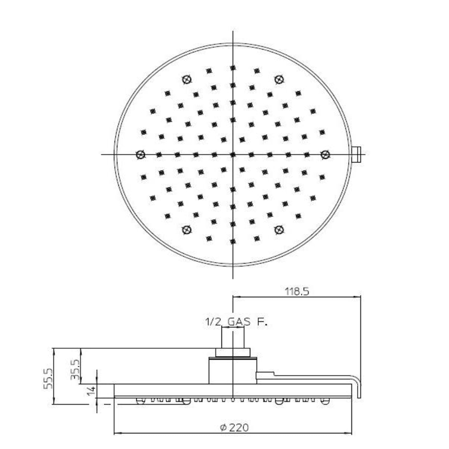 Soffione doccia tondo a parete Bossini Nebulizair/2 diametro 220 mm