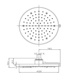 Soffione doccia tondo a parete Bossini Nebulizair/2 diametro 220 mm