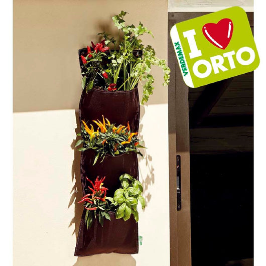 ORTO sacchi DA BALCONE da città ORTAGGI E FIORI piante APPESO 3 TASCHE VERDEMAX