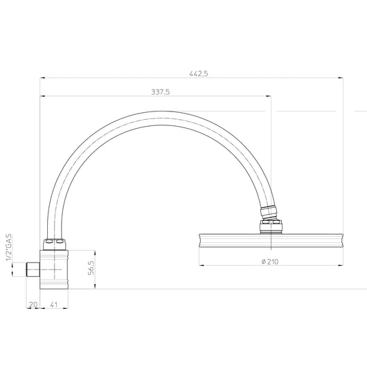 Soffione doccia tondo ottone cromato Bossini Liberty-Arc diametro 210 mm