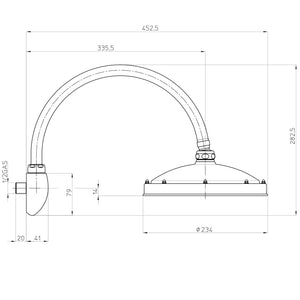 Soffione doccia tondo con braccio Bossini RetrÃ²-Arc diametro 230 mm