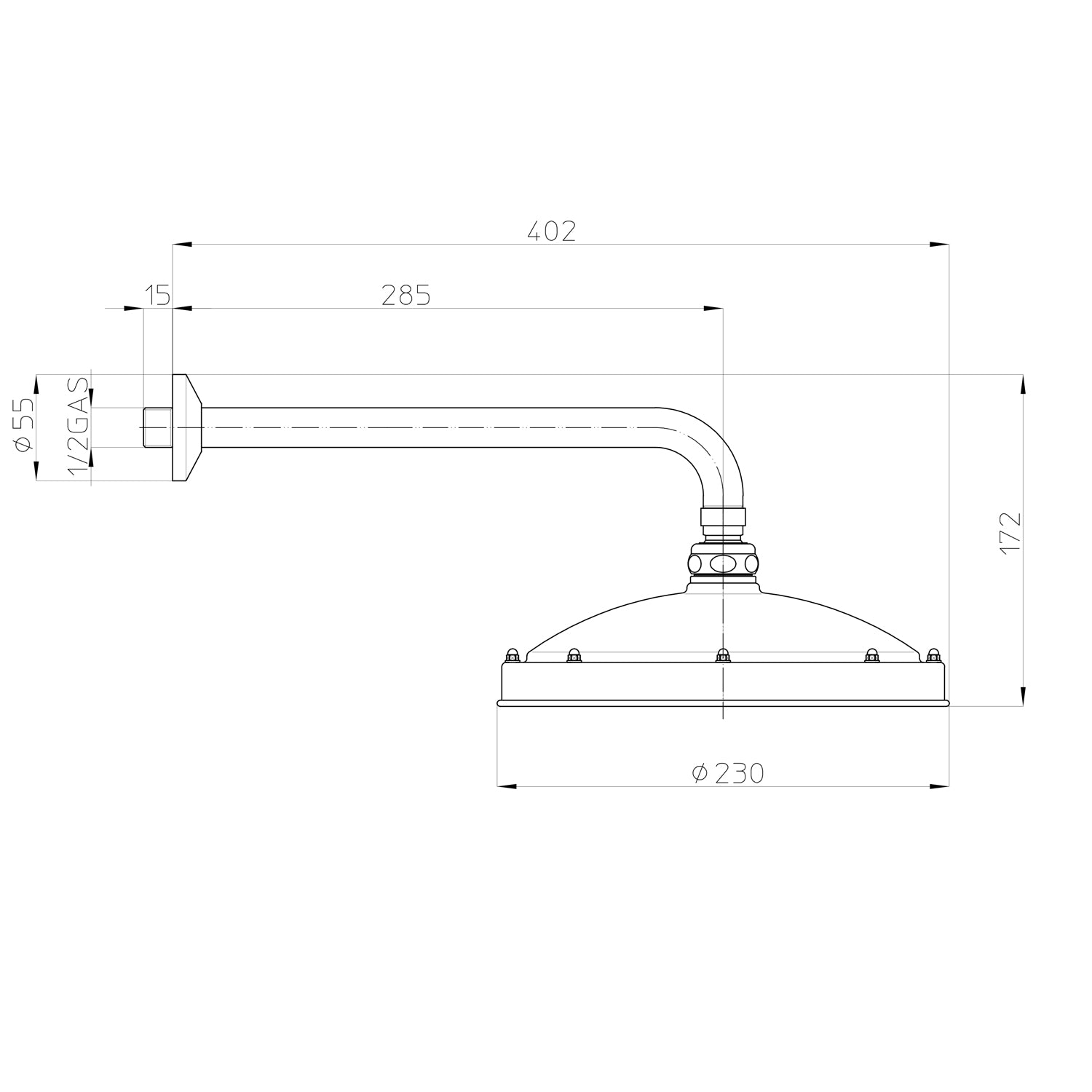 Soffione doccia tondo ottone cromato Bossini RetrÃ² Antikal diametro 230 mm