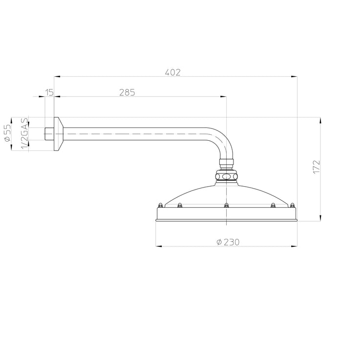 Soffione doccia tondo ottone cromato Bossini RetrÃ² Antikal diametro 230 mm