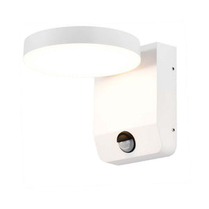 20W Led Wall Light With Sensor  4000K White Body Round  Ip65