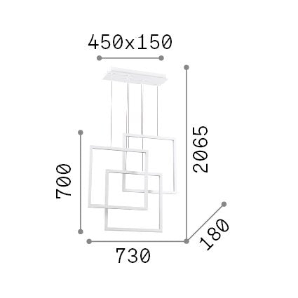 Sospensione Moderna Frame Alluminio Nero Led 80W 3000K Luce Calda