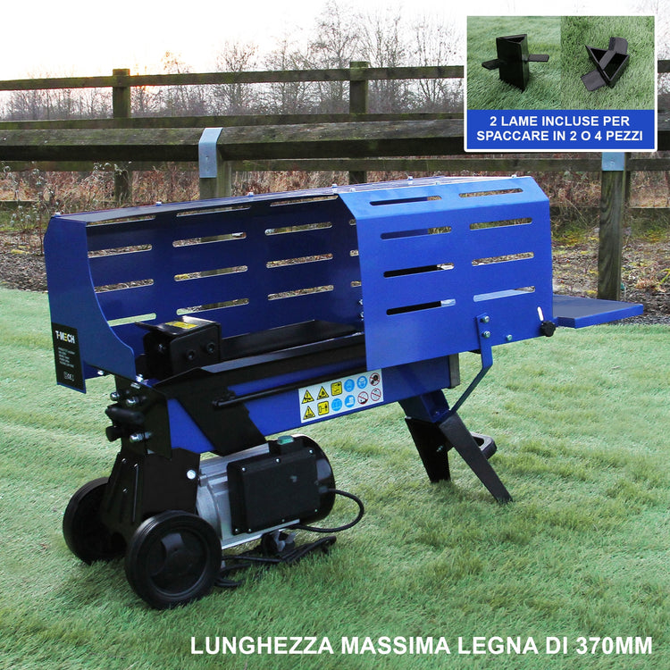 Spaccalegna Elettrico per Taglia Legna Idraulico con 2 Cunei per 3/4 Pezzi Motore 2000W Tronchi 5-25cm - Spinta 5T