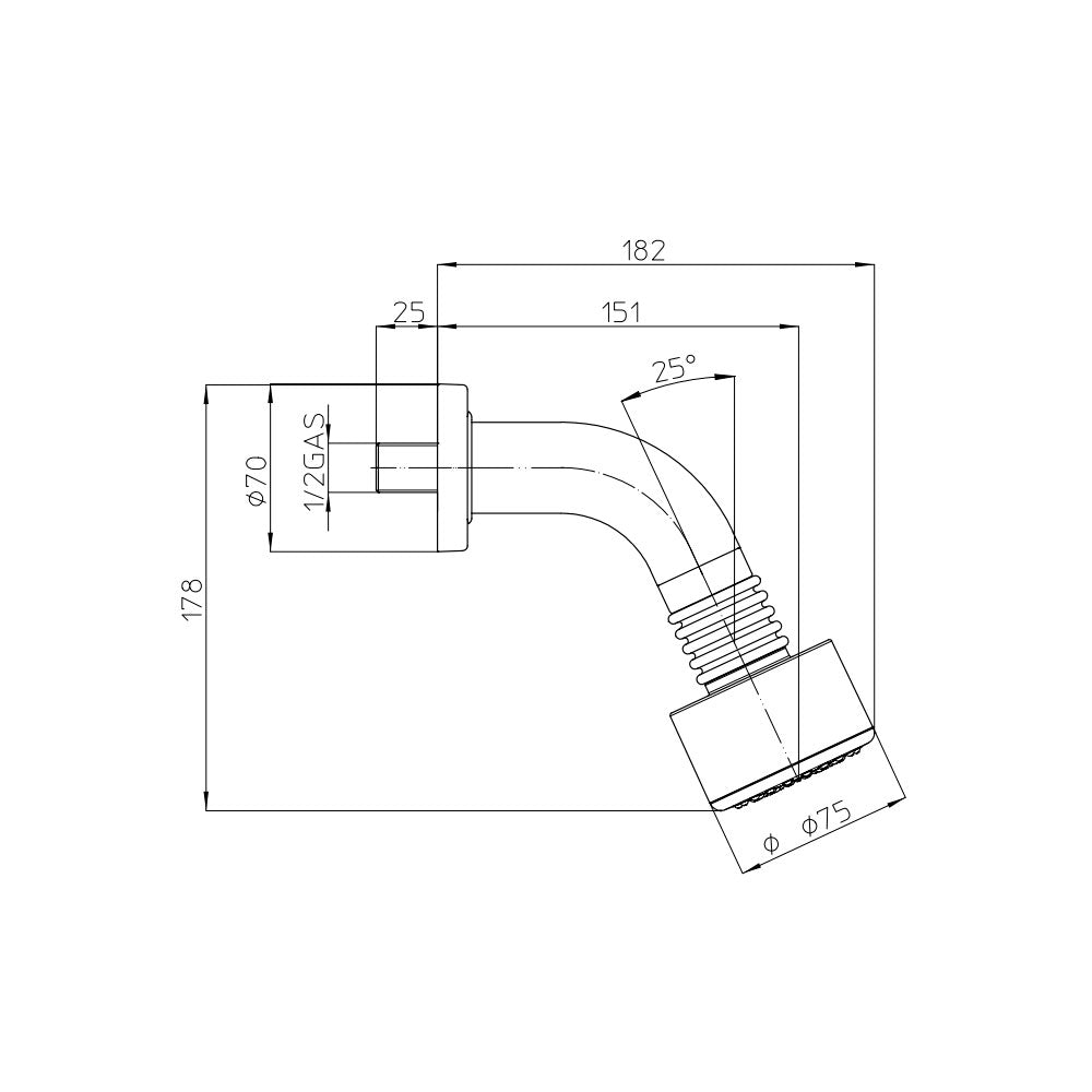 Bossini Cylindrico/1 soffione doccia con braccio 1/2 '' MM ottone cromato