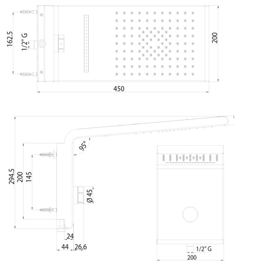 Soffione doccia Bossini Syncro Rain Renovation Set con doccia Syncronia 45x20 cm