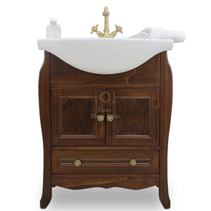 Arredo bagno con base e lavabo arte povera con specchio - 75 cm