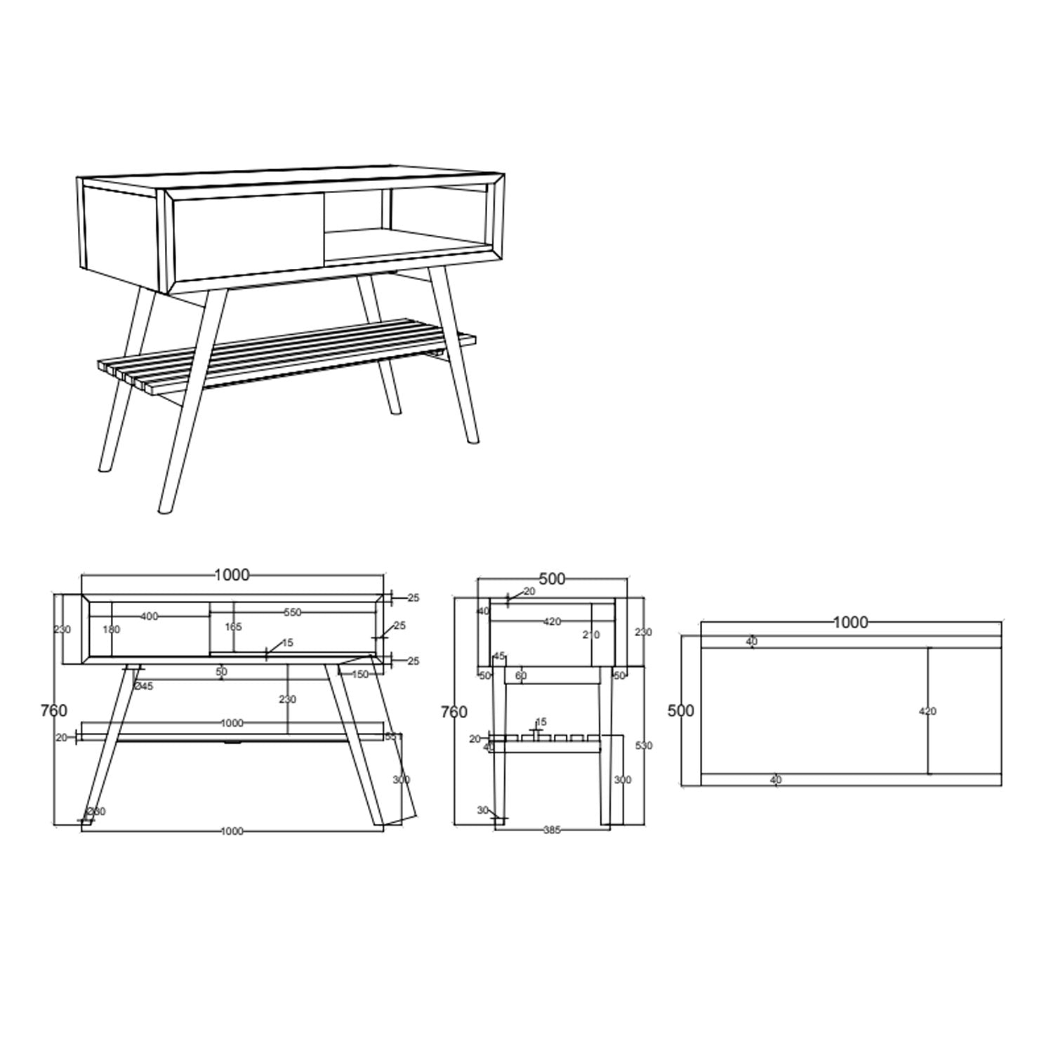 Consolle da bagno in Teak naturale 100cm serie Feelgood Small Cipi con cassetto Grigio fumo