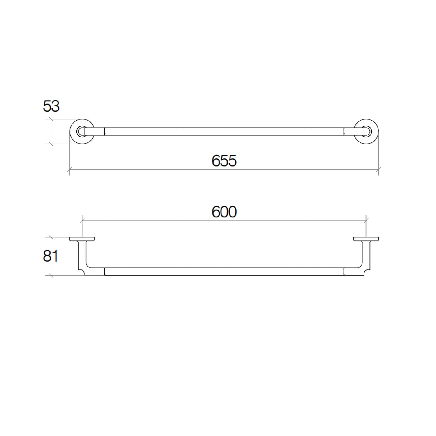 Porta asciugamani da incollo o da fissare a parete in ottone cromato collezione SebecÃ  di Lineabeta - 650mm