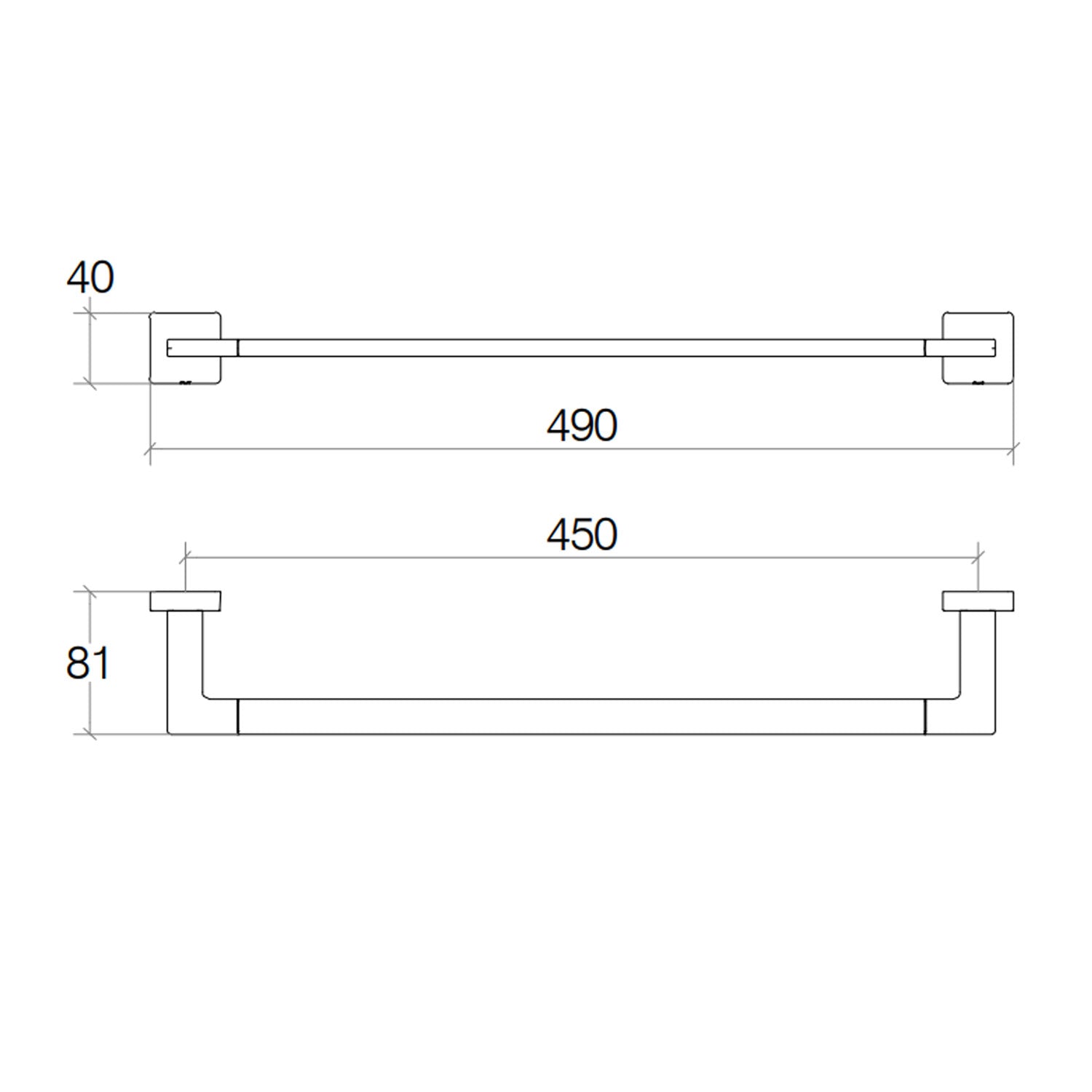 Porta asciugamani in ottone da fissare a parete collezione Dado di Lineabeta - Metallo satinato 490mm