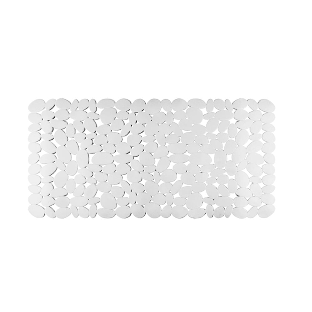 Tappeto antiscivolo per doccia o vasca modello sassolini in PVC bianco cm 72x36
