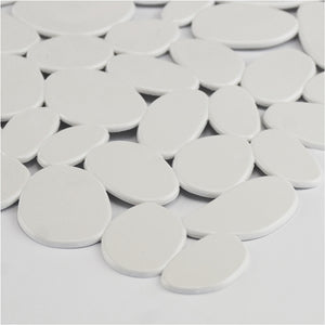 Tappeto antiscivolo per doccia o vasca modello sassolini in PVC bianco cm 72x36