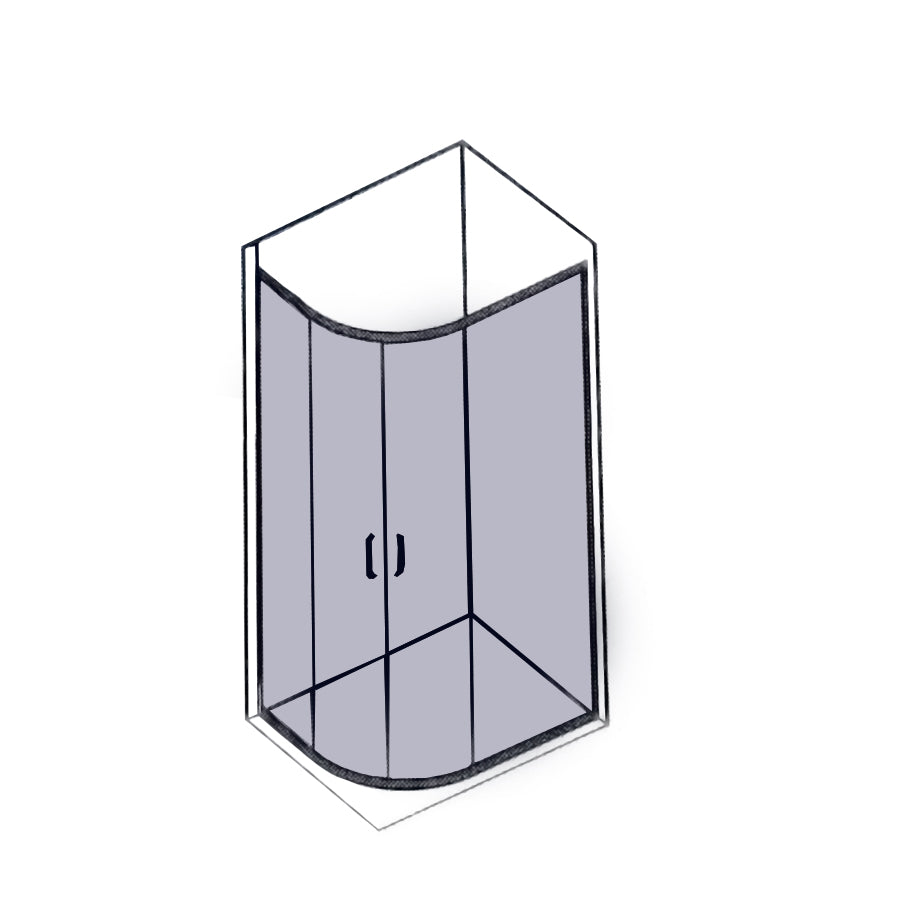 Box doccia semicircolare asimmetrico cm 70x90 Smart apertura scorrevole in cristallo temperato trasparente da 6 mm