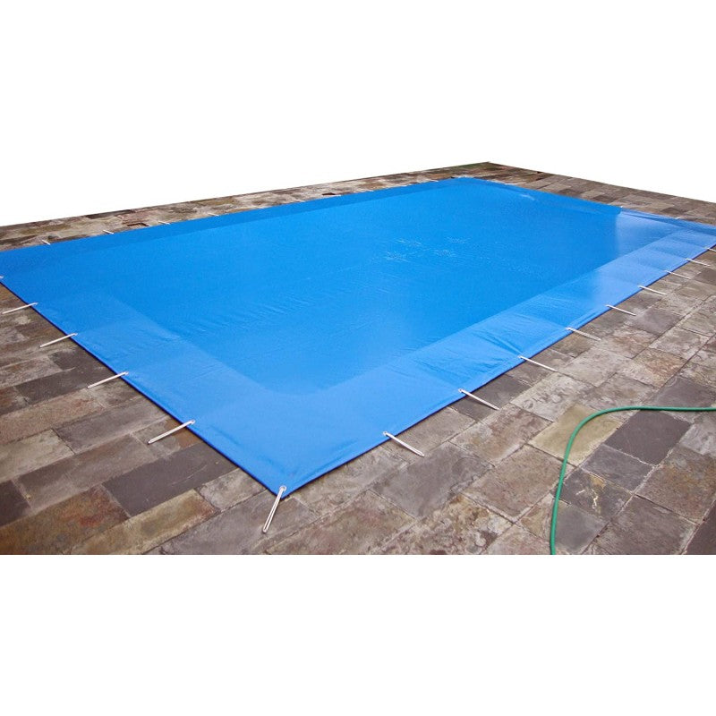 Telo Copertura Piscina 6x6m in PVC 600 gr/mq Blu Protezione Antifoglie, Occhielli 25cm Sicurezza Bambini & Antiraggi UV