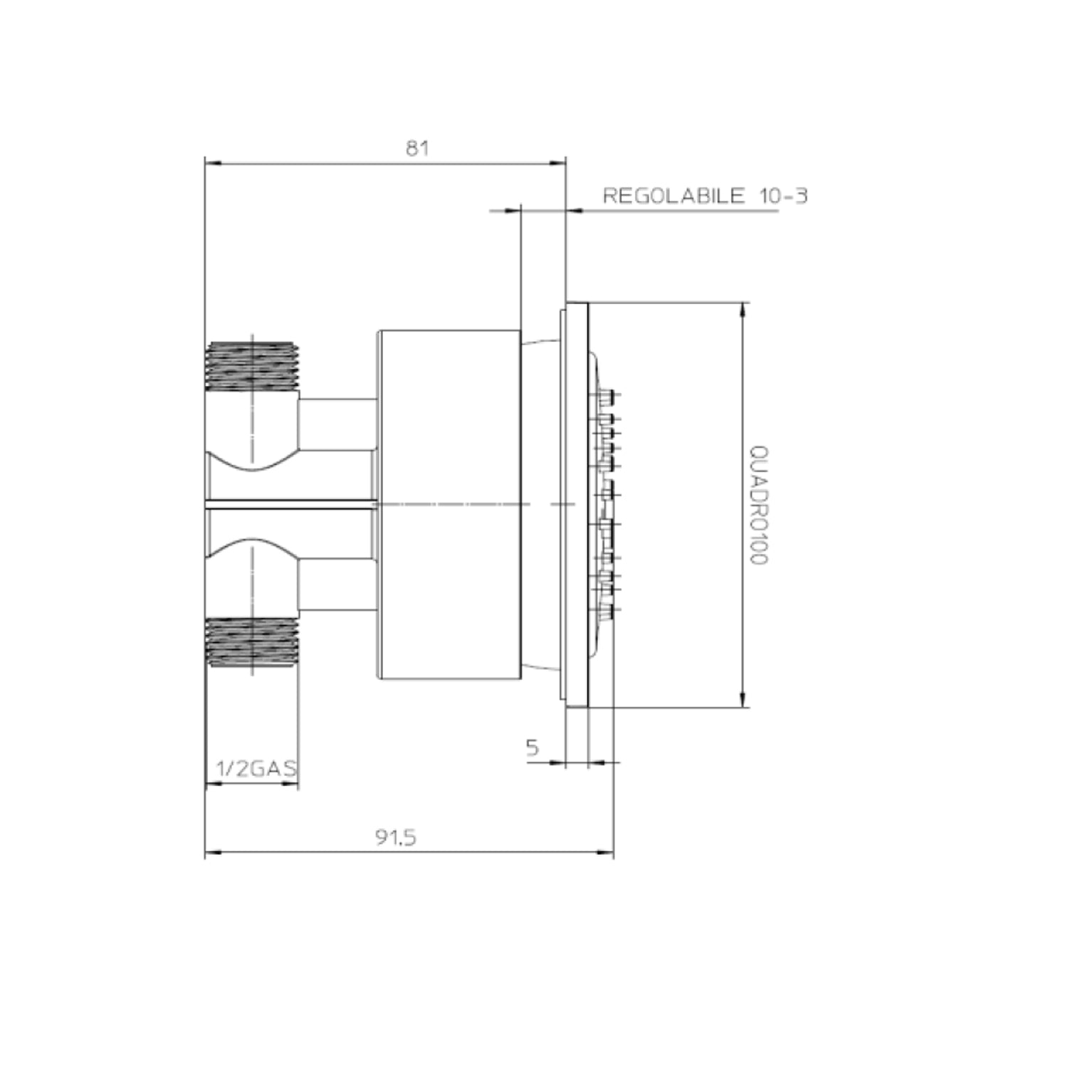 Soffione doccia ABS autopulente e orientabile Bossini Cubic Reg 100x100 