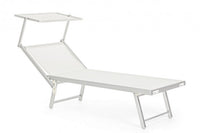 Set 2 Lettini Prendisole da Giardino 71x186x106,5h cm Cross con Tettuccio Text Bianco