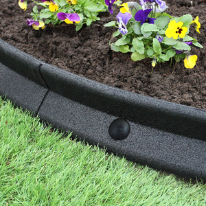 Bordatura per Aiuole Bordo Prato da Giardino Palizzata Flessibile fino a 70° in Gomma Resistente agli UV Pezzi da 1.2m - Nero - 20 pezzi