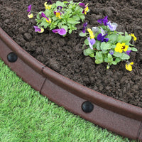 Bordatura per Aiuole Bordo Prato da Giardino Palizzata Flessibile fino a 70° in Gomma Resistente agli UV Pezzi da 1.2m - Marrone - 24 pezzi