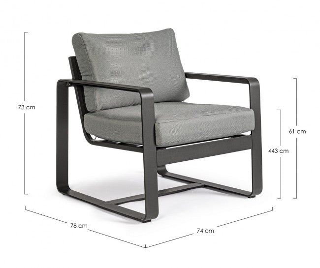 Set 2 Poltrone 74x78x84h cm con Cuscini Merrigan Antracite