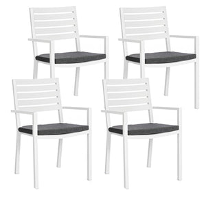 Set 4 Sedie da Giardino 55x56,5x86,5h cm con Braccioli e Cuscini Helina Bianco