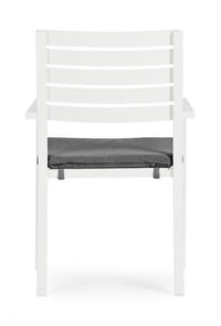 Set 4 Sedie da Giardino 55x56,5x86,5h cm con Braccioli e Cuscini Helina Bianco