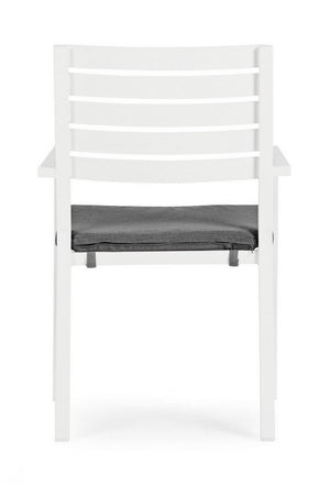 Set 4 Sedie da Giardino 55x56,5x86,5h cm con Braccioli e Cuscini Helina Bianco